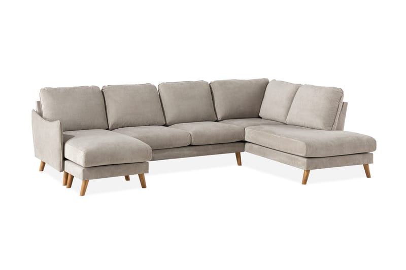 Trend Lyx 4-sits Högervänd U-formad Soffa med Divan och Schäslong i Tyg - Beige - Möbler - Soffa - U-soffa