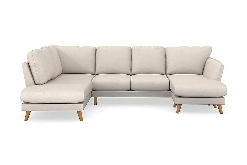 Trend Lyx 4-sits Högervänd U-formad Soffa med Divan och Schäslong i Tyg, Beige