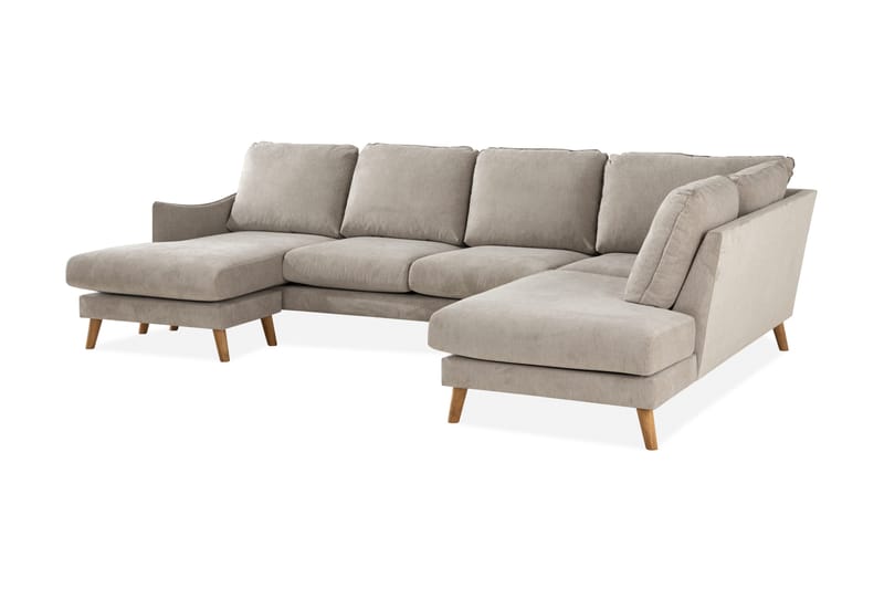 Trend Lyx 4-sits Högervänd U-formad Soffa med Divan och Schäslong i Tyg - Beige - Möbler - Soffa - U-soffa