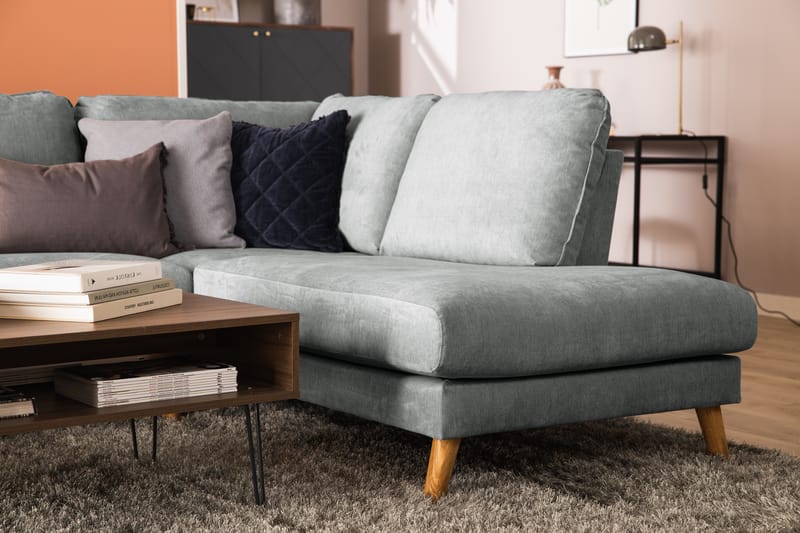 Trend Lyx 4-sits Högervänd U-formad Soffa med Divan och Schäslong i Tyg - Grå - Möbler - Soffa - U-soffa