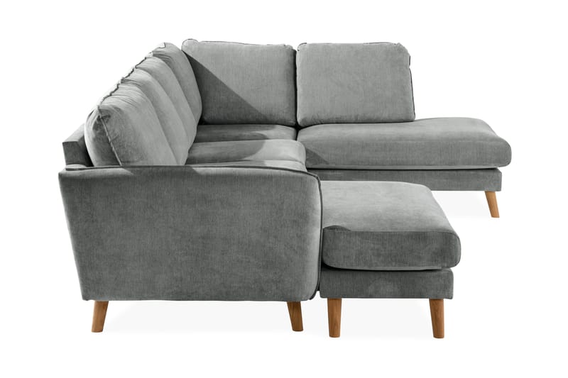 Trend Lyx 4-sits Högervänd U-formad Soffa med Divan och Schäslong i Tyg - Grå - Möbler - Soffa - U-soffa