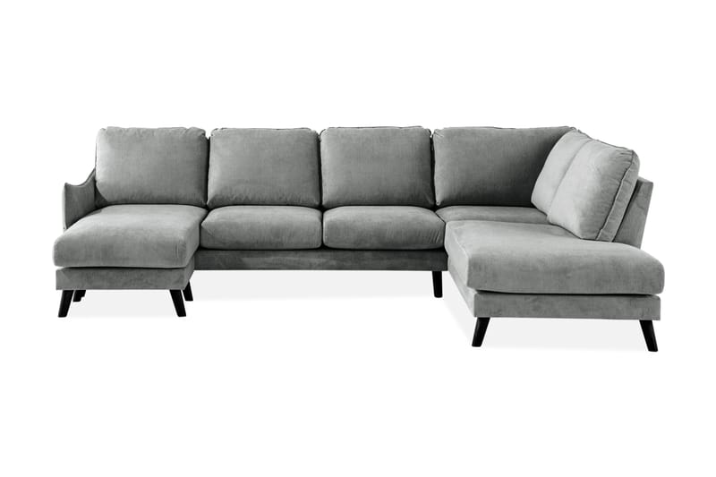Trend Lyx 4-sits Högervänd U-formad Soffa med Divan och Schäslong i Tyg - Grå - Möbler - Soffa - U-soffa
