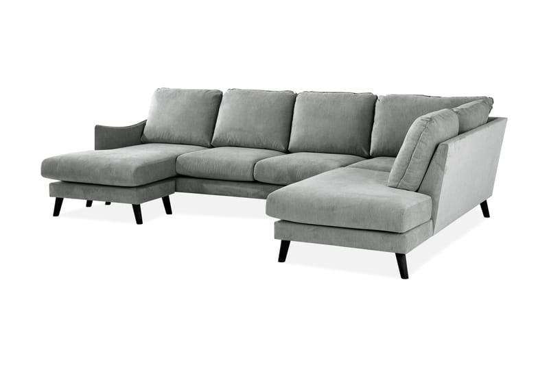 Trend Lyx 4-sits Högervänd U-formad Soffa med Divan och Schäslong i Tyg - Grå - Möbler - Soffa - U-soffa