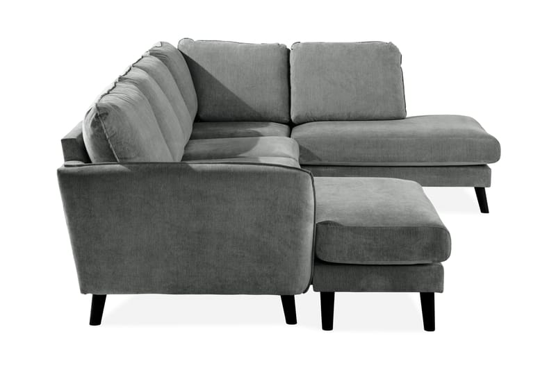 Trend Lyx 4-sits Högervänd U-formad Soffa med Divan och Schäslong i Tyg - Grå - Möbler - Soffa - U-soffa