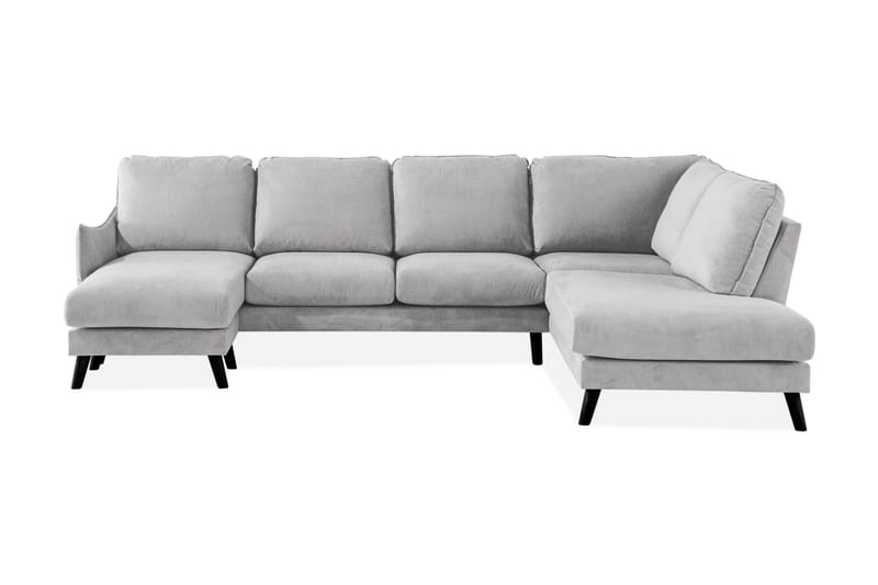 Trend Lyx 4-sits Högervänd U-formad Soffa med Divan och Schäslong i Tyg, Ljusgrå