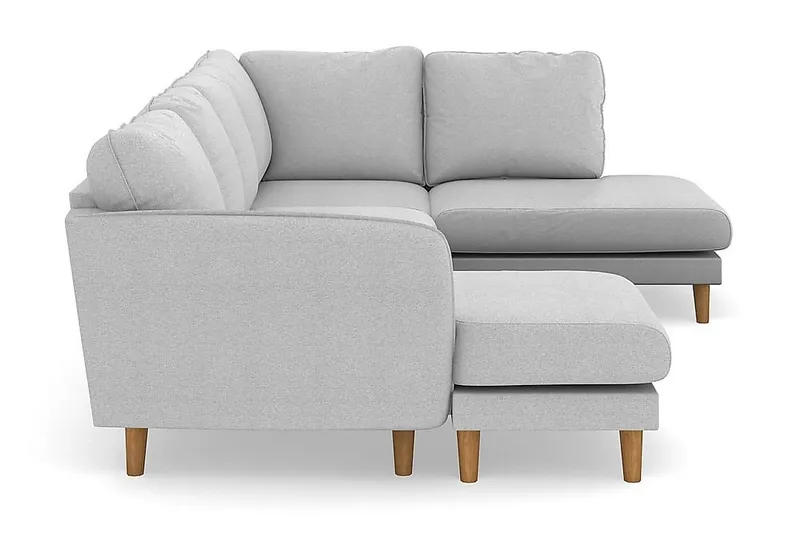 Trend Lyx 4-sits Högervänd U-formad Soffa med Divan och Schäslong i Tyg - Ljusgrå - Möbler - Soffa - U-soffa