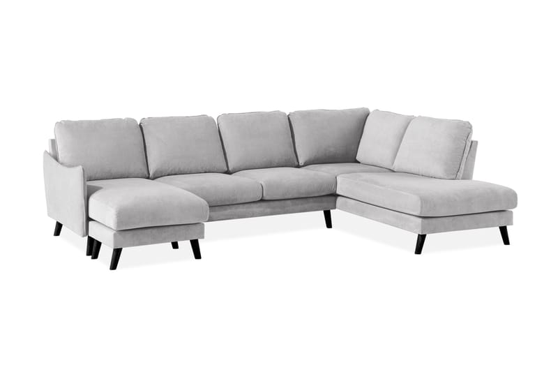 Trend Lyx 4-sits Högervänd U-formad Soffa med Divan och Schäslong i Tyg - Ljusgrå - Möbler - Soffa - U-soffa