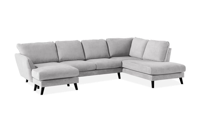 Trend Lyx 4-sits Högervänd U-formad Soffa med Divan och Schäslong i Tyg - Ljusgrå - Möbler - Soffa - U-soffa