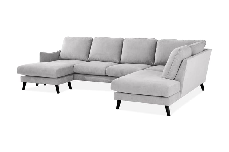 Trend Lyx 4-sits Högerv änd U-formad Soffa med Divan och Schäslong i Tyg - Ljusgrå - Möbler - Soffa - U-soffa