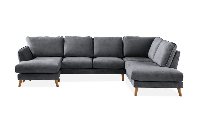 Trend Lyx 4-sits Högervänd U-formad Soffa med Divan och Schäslong i Tyg - Mörkgrå - Möbler - Soffa - U-soffa