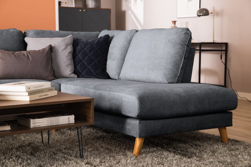 Trend Lyx 4-sits Högervänd U-formad Soffa med Divan och Schäslong i Tyg - Mörkgrå - Möbler - Soffa - U-soffa