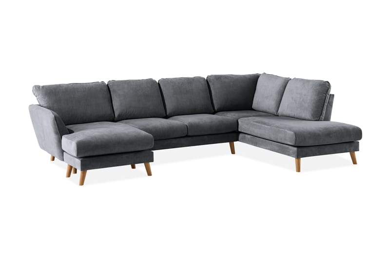Trend Lyx 4-sits Högervänd U-formad Soffa med Divan och Schäslong i Tyg - Mörkgrå - Möbler - Soffa - U-soffa