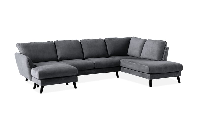Trend Lyx 4-sits Högervänd U-formad Soffa med Divan och Schäslong i Tyg - Mörkgrå - Möbler - Soffa - U-soffa