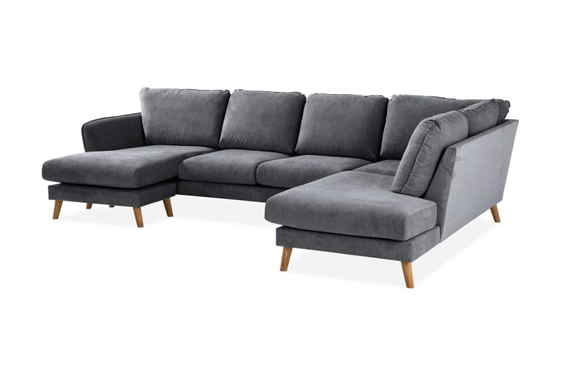 Trend Lyx 4-sits Högervänd U-formad Soffa med Divan och Schäslong i Tyg - Mörkgrå - Möbler - Soffa - U-soffa