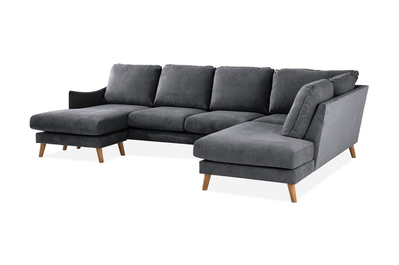 Trend Lyx 4-sits Högervänd U-formad Soffa med Divan och Schäslong i Tyg - Mörkgrå - Möbler - Soffa - U-soffa