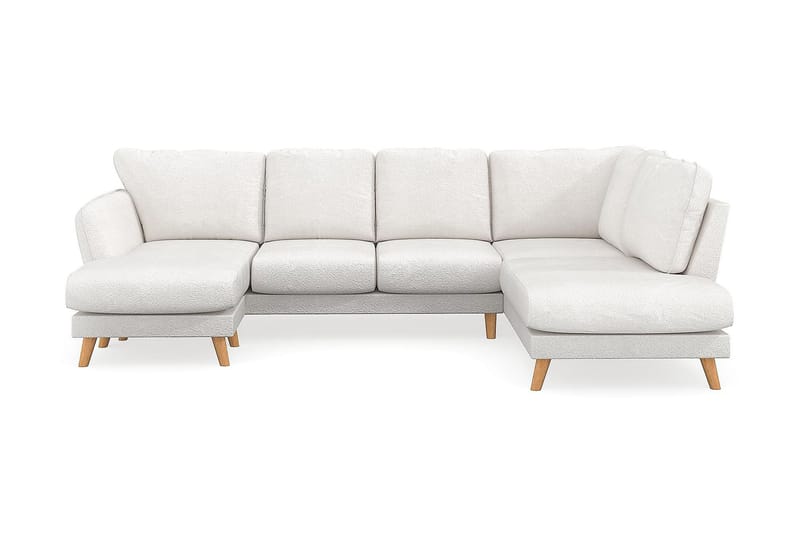 Trend Lyx 4-sits Vänstervänd U-formad Soffa med Divan och Schäslong i Bouclé - Vit - Möbler - Soffa - U-soffa