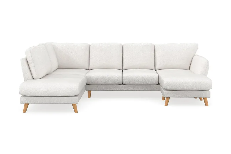 Trend Lyx 4-sits Vänstervänd U-formad Soffa med Divan och Schäslong i Bouclé - Vit - Möbler - Soffa - U-soffa
