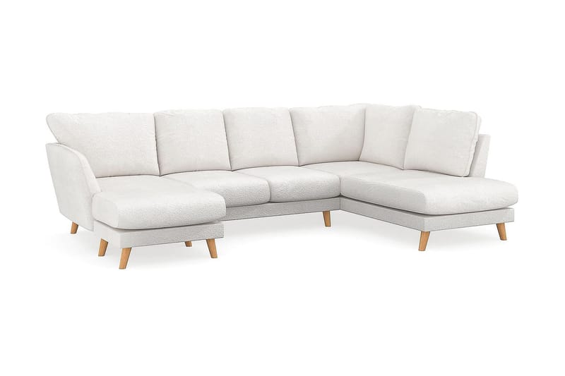 Trend Lyx 4-sits Vänstervänd U-formad Soffa med Divan och Schäslong i Bouclé - Vit - Möbler - Soffa - U-soffa