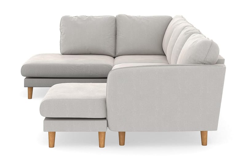 Trend Lyx 4-sits Vänstervänd U-formad Soffa med Divan och Schäslong i Sammet - Krämvit - Möbler - Soffa - U-soffa