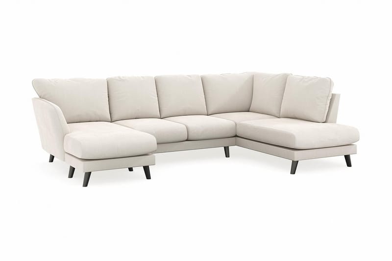 Trend Lyx 4-sits Vänstervänd U-formad Soffa med Divan och Schäslong i Sammet - Krämvit - Möbler - Soffa - U-soffa