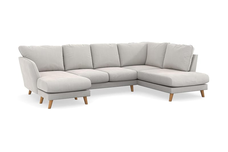 Trend Lyx 4-sits Vänstervänd U-formad Soffa med Divan och Schäslong i Sammet - Krämvit - Möbler - Soffa - U-soffa