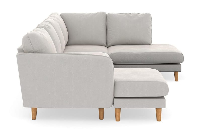 Trend Lyx 4-sits Vänstervänd U-formad Soffa med Divan och Schäslong i Sammet - Krämvit - Möbler - Soffa - U-soffa