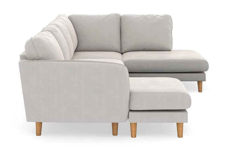 Trend Lyx 4-sits Vänstervänd U-formad Soffa med Divan och Schäslong i Sammet - Krämvit - Möbler - Soffa - U-soffa