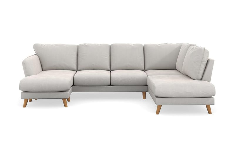 Trend Lyx 4-sits Vänstervänd U-formad Soffa med Divan och Schäslong i Sammet - Krämvit - Möbler - Soffa - U-soffa