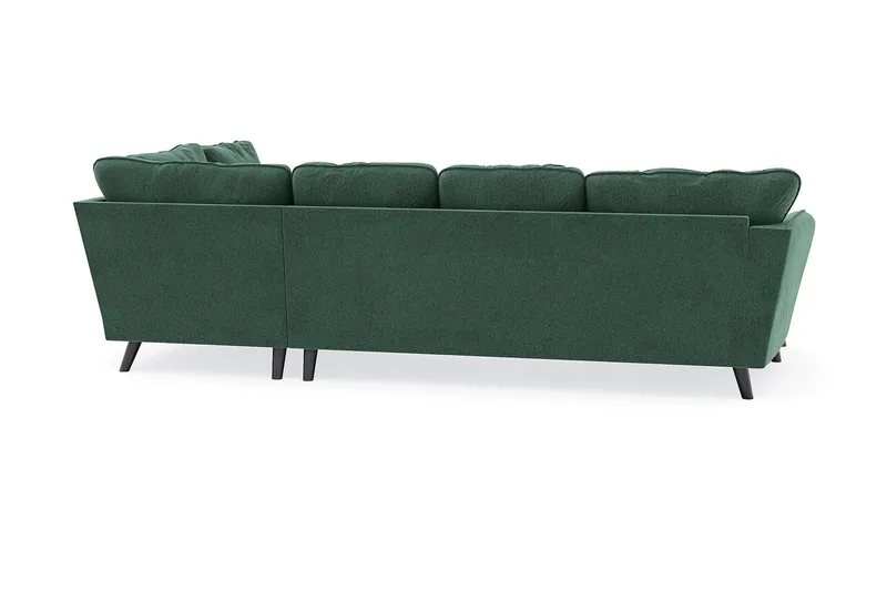 Trend Lyx 4-sits Vänstervänd U-formad Soffa med Divan och Schäslong i Sammet - Mörkgrön - Möbler - Soffa - U-soffa