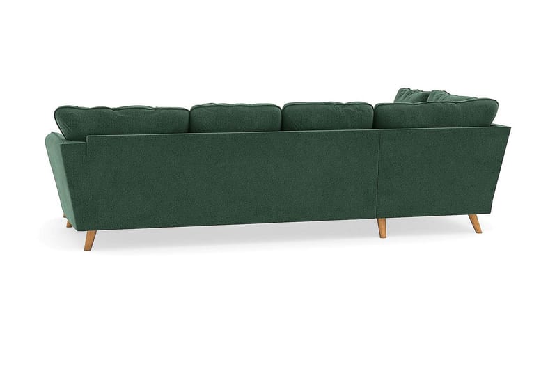 Trend Lyx 4-sits Vänstervänd U-formad Soffa med Divan och Schäslong i Sammet - Mörkgrön - Möbler - Soffa - U-soffa