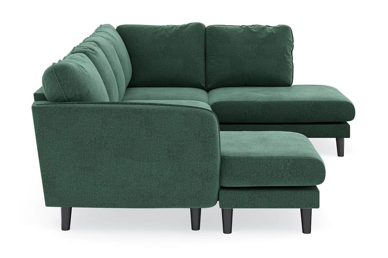 Trend Lyx 4-sits Vänstervänd U-formad Soffa med Divan och Schäslong i Sammet - Mörkgrön - Möbler - Soffa - U-soffa