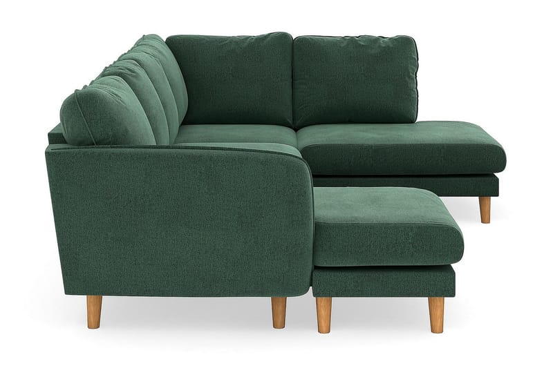Trend Lyx 4-sits Vänstervänd U-formad Soffa med Divan och Schäslong i Sammet - Mörkgrön - Möbler - Soffa - U-soffa