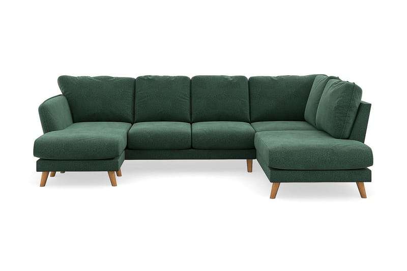 Trend Lyx 4-sits Vänstervänd U-formad Soffa med Divan och Schäslong i Sammet - Mörkgrön - Möbler - Soffa - U-soffa