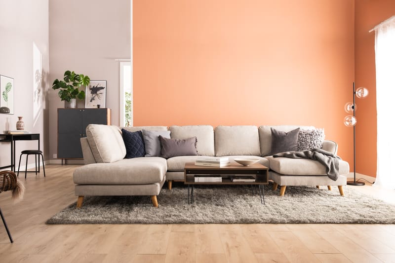 Trend Lyx 4-sits V�änstervänd U-formad Soffa med Divan och Schäslong i Tyg - Beige - Möbler - Soffa - U-soffa