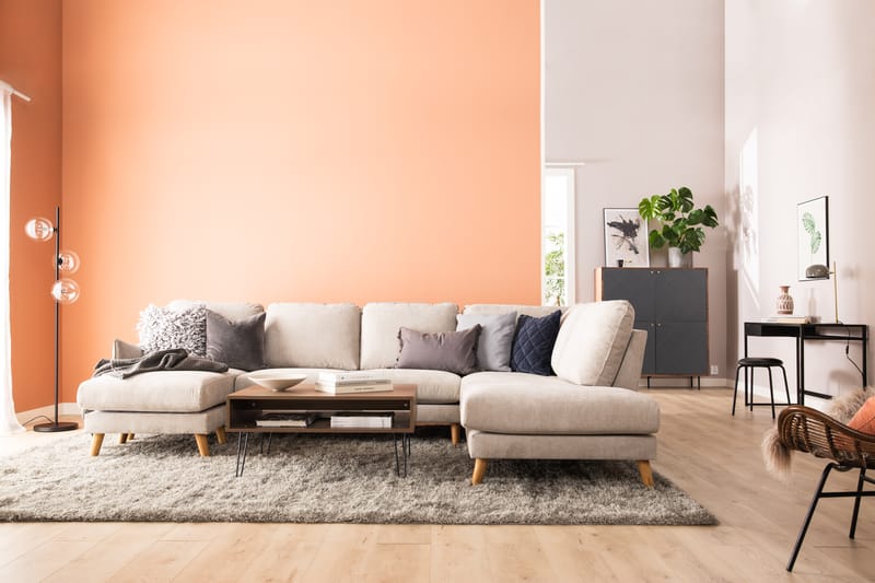 Trend Lyx 4-sits Vänstervänd U-formad Soffa med Divan och Schäslong i Tyg - Beige - Möbler - Soffa - U-soffa