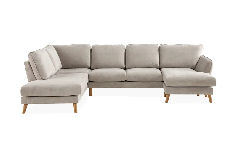 Trend Lyx 4-sits Vänstervänd U-formad Soffa med Divan och Schäslong i Tyg - Beige - Möbler - Soffa - U-soffa