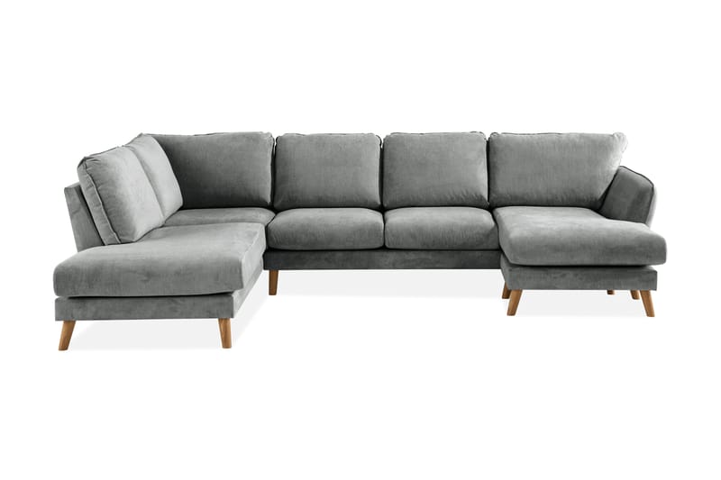 Trend Lyx 4-sits Vänstervänd U-formad Soffa med Divan och Schäslong i Tyg - Grå - Möbler - Soffa - U-soffa