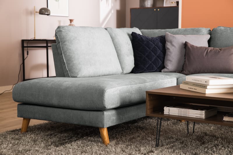 Trend Lyx 4-sits Vänstervänd U-formad Soffa med Divan och Schäslong i Tyg - Grå - Möbler - Soffa - U-soffa