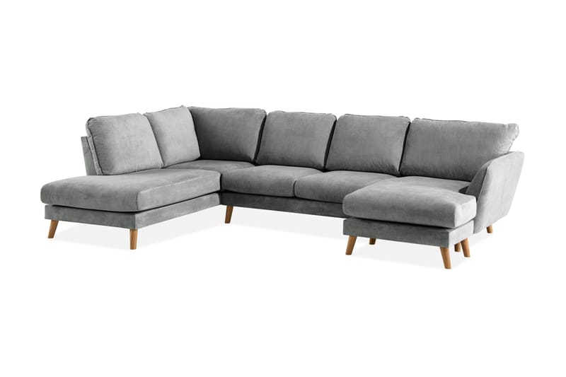 Trend Lyx 4-sits Vänstervänd U-formad Soffa med Divan och Schäslong i Tyg - Grå - Möbler - Soffa - U-soffa