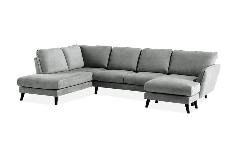 Trend Lyx 4-sits Vänstervänd U-formad Soffa med Divan och Schäslong i Tyg - Grå - Möbler - Soffa - U-soffa