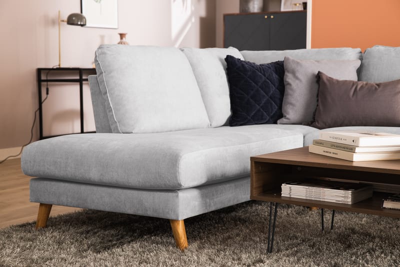 Trend Lyx 4-sits Vänstervänd U-formad Soffa med Divan och Schäslong i Tyg - Ljusgrå - Möbler - Soffa - Skinnsoffor