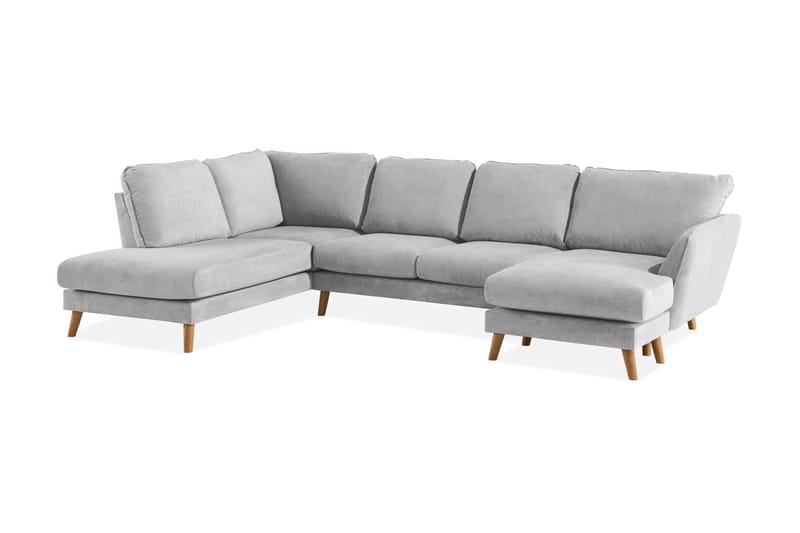 Trend Lyx 4-sits Vänstervänd U-formad Soffa med Divan och Schäslong i Tyg - Ljusgrå - Möbler - Soffa - U-soffa