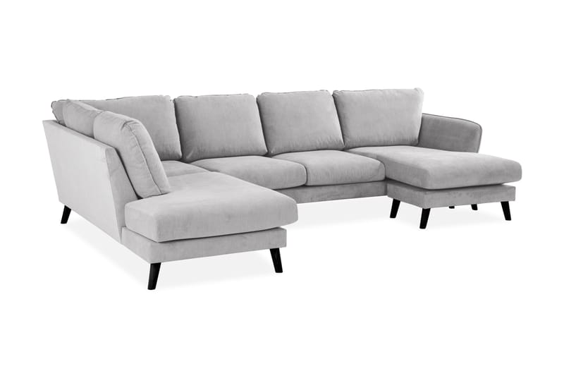 Trend Lyx 4-sits Vänstervänd U-formad Soffa med Divan och Schäslong i Tyg - Ljusgrå - Möbler - Soffa - Skinnsoffor