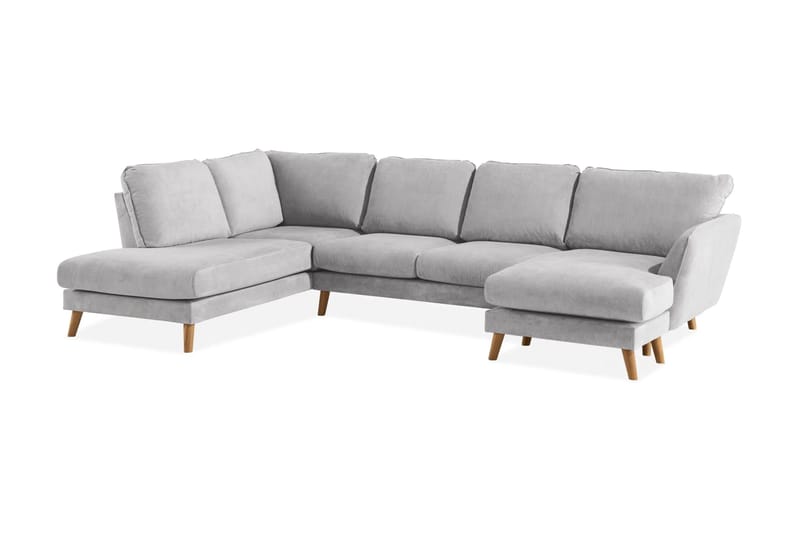 Trend Lyx 4-sits Vänstervänd U-formad Soffa med Divan och Schäslong i Tyg - Ljusgrå - Möbler - Soffa - U-soffa