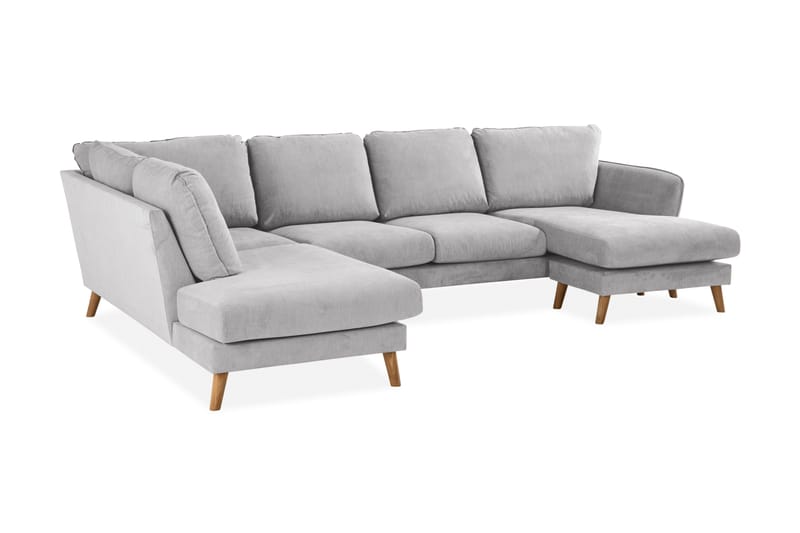 Trend Lyx 4-sits Vänstervänd U-formad Soffa med Divan och Schäslong i Tyg - Ljusgrå - Möbler - Soffa - U-soffa