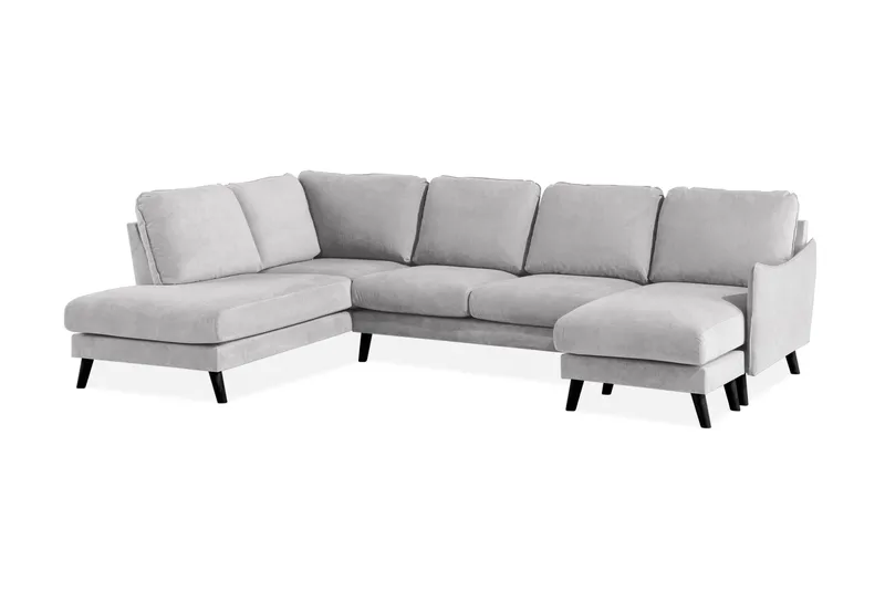 Trend Lyx 4-sits Vänstervänd U-formad Soffa med Divan och Schäslong i Tyg - Ljusgrå - Möbler - Soffa - U-soffa