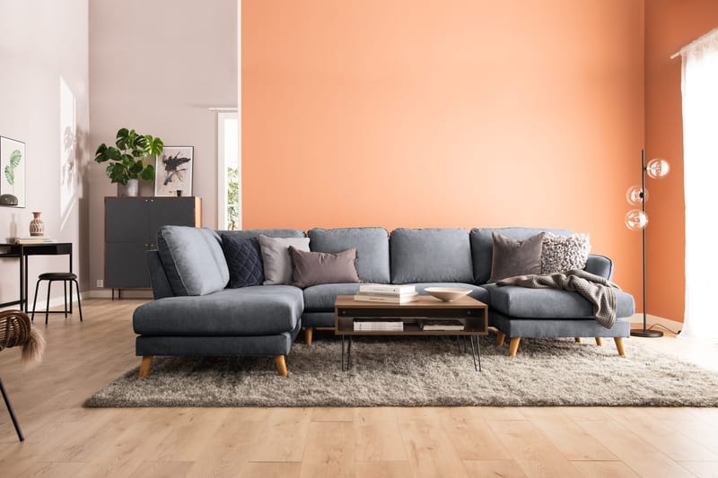 Trend Lyx 4-sits Vänstervänd U-formad Soffa med Divan och Schäslong i Tyg - Mörkgrå - Möbler - Soffa - U-soffa