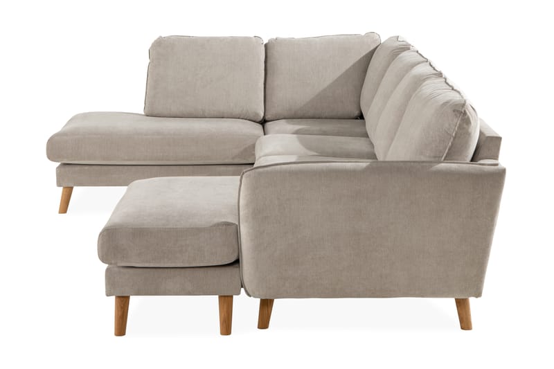 Trend Lyx U-soffa med Divan Höger - Beige/Ek - U-soffa