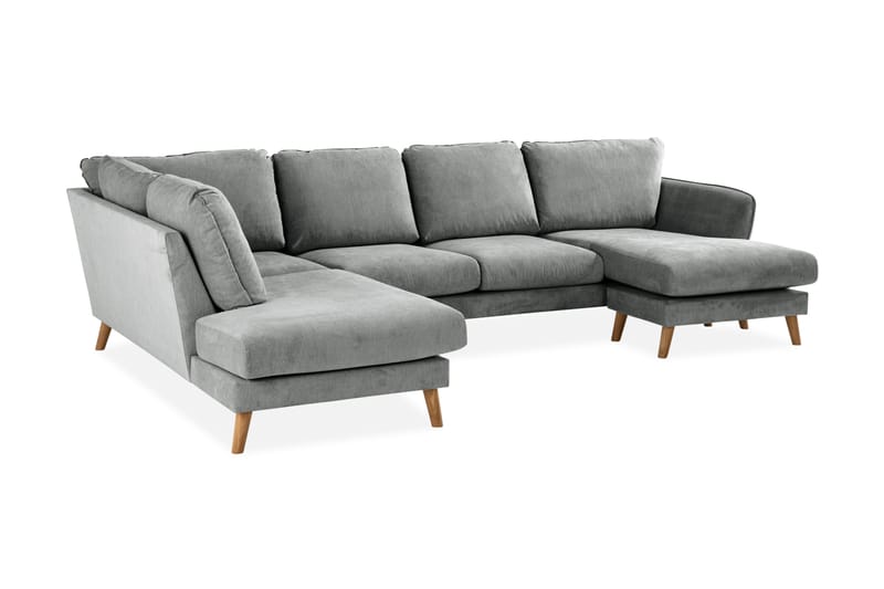 Trend Lyx U-soffa med Divan Höger - Grå/Ek - U-soffa