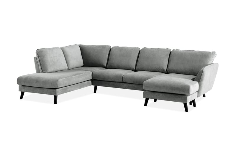 Trend Lyx U-soffa med Divan Höger - Grå/Svart - U-soffa
